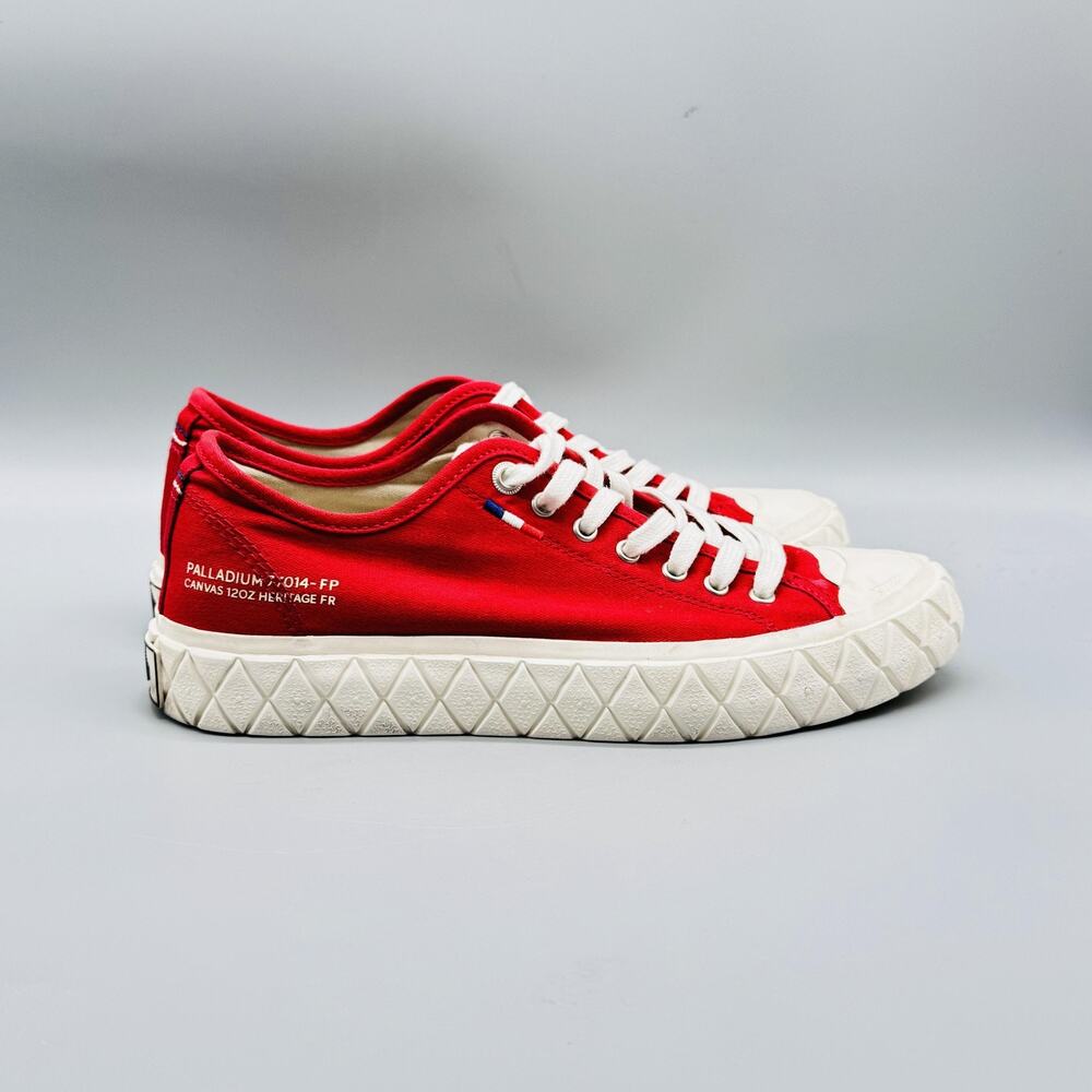 Palladium Shoes Womens 9 Red Canvas Palla Ace Low Top Lace Up Trainer Sneakers